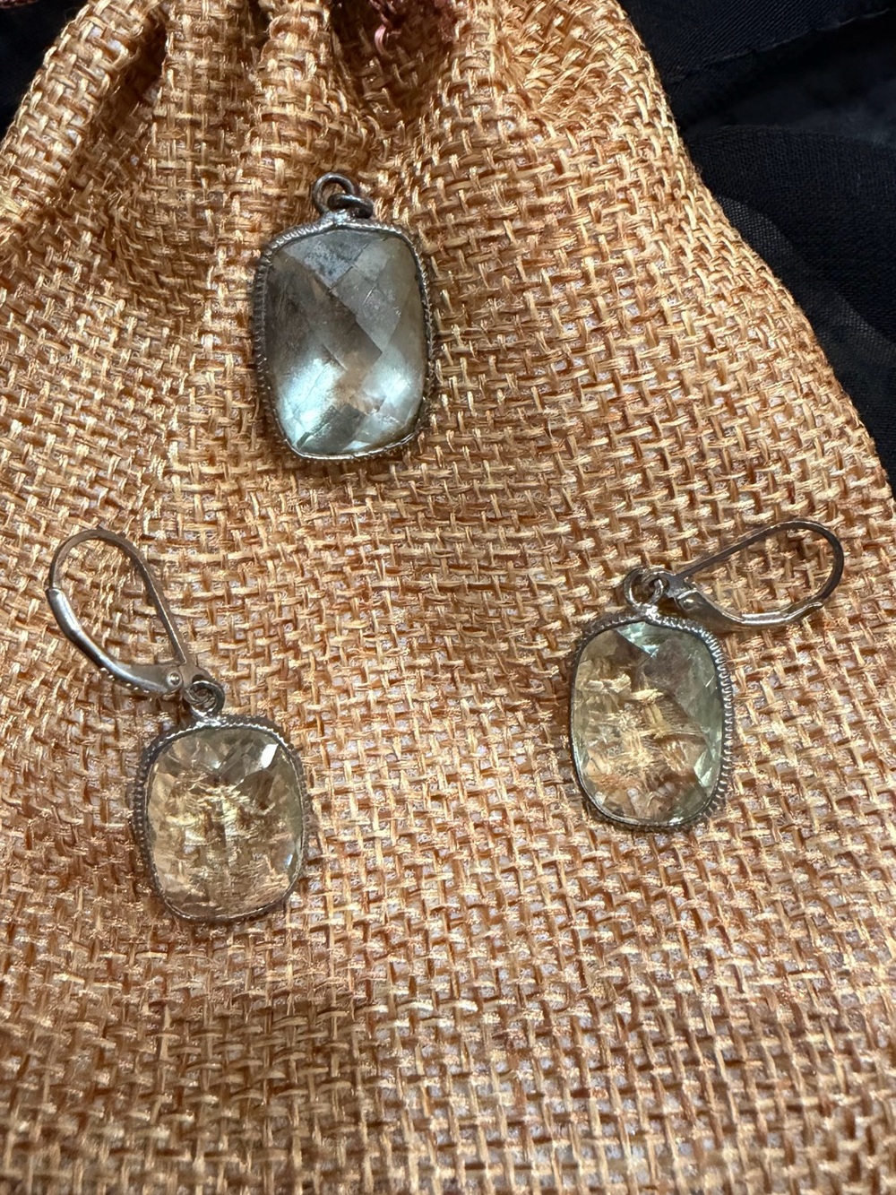 Vintage Clear Crystal Necklace and Earrings Set - Women Jewelry